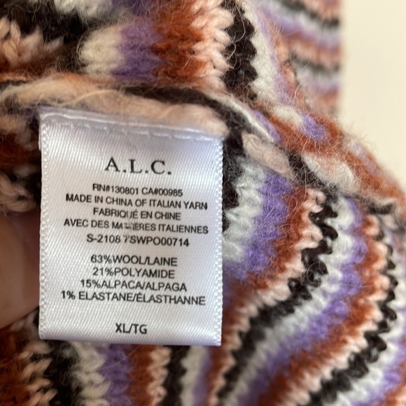 A.L.C. Samara Wool & Alpaca-Blend Amethyst Combo Crewneck Sweater - Picture 6 of 9